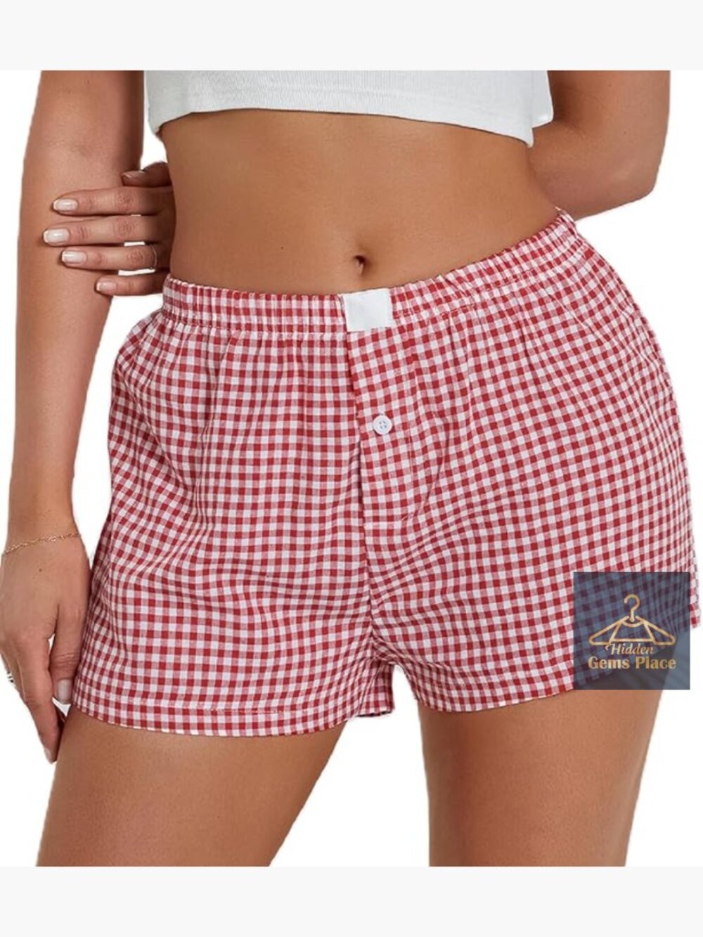 Y2K Plaid Pajama Shorts with Elastic Waist and Pockets